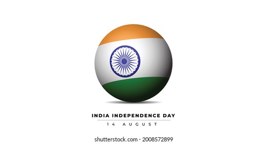 India flag with sphere design for India Independence Day. Good template for India National Day design.