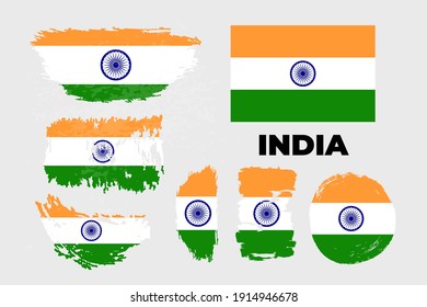 India flag T shirt vector design illustration, Indian Flag colors brush strokes. Happy Independence Day and Republic Day concept. 