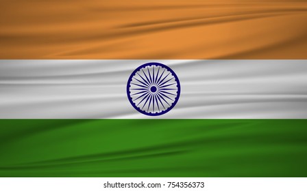 india flag vector. Vector flag of india blowig in the wind. EPS 10.