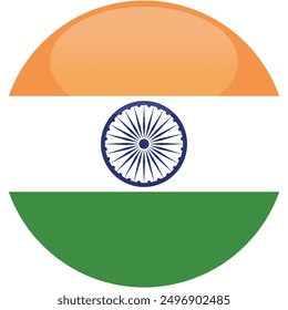 India flag vector icon. Glossy round icon with flag of the India on white background