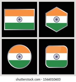 India Flag Vector Icon Illustration. India Flag Icon Set