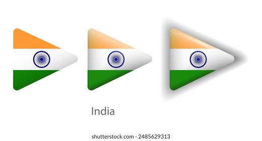 India flag vector icons set in the shape of rounded triangle