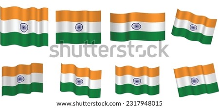 India flag vector illustrations.3D vector illustration of Indian flag wave