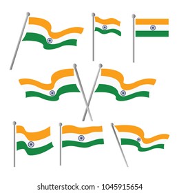 India flag vector set illustration colors and proportion national isolated emblem concept eps