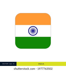 India Flag Vector Stock Illustration Design Template. Rounded Square Shape.