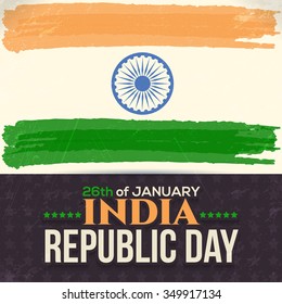 India Flag Watercolor Style Lines, Republic Day 26th of January Greeting Card, Background, Badge