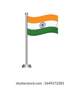 Bandera de India ondeando en Vector de asta de bandera
