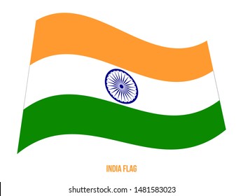 India Flag Waving Vector Illustration on White Background. India National Flag.