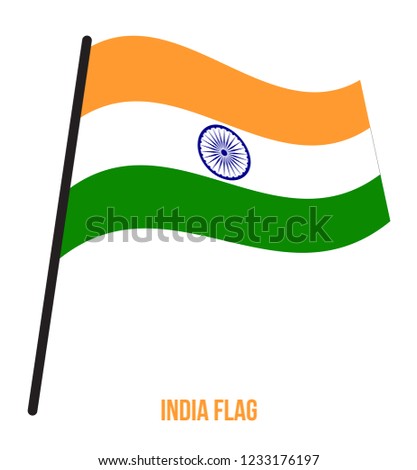 India Flag Waving Vector Illustration on White Background. India National Flag.