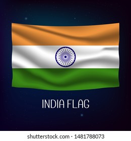 India flag waving with the wind, 3D illustration - Vector