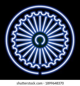 India flag wheel neon icon. Vector illustration symbol, ready to use, for banner, website, print promotional.