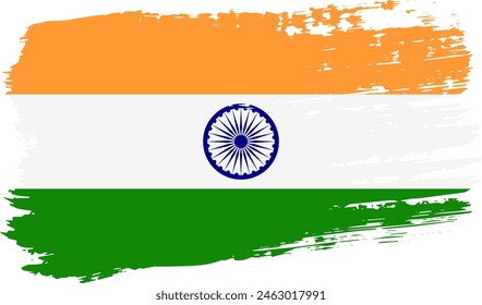 India flag, wide brush stroke on transparent background, vector.