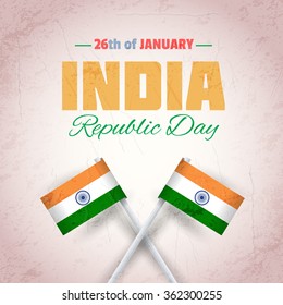 India Flags and Republic Day 26th of January Celebration Card, Leather Background, Badges Vector Template