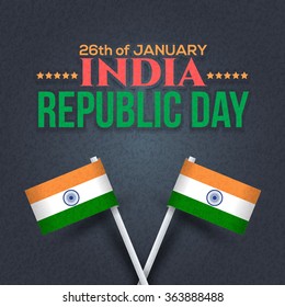 India Flags and Republic Day 26th of January Celebration Card, Dark Background, Badges Vector Template
