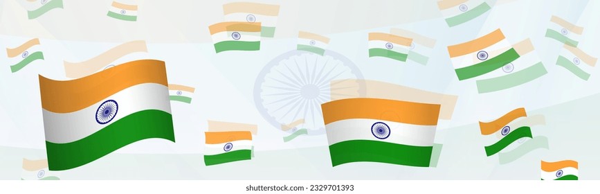 Diseño abstracto de la bandera de la India en un cartel. Resumen de diseño de fondo con banderas nacionales. Ilustración vectorial.