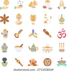 Conjunto de Colección de estilo de icono plano de la India 2
