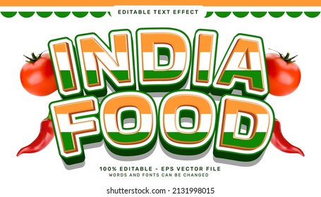 india food 3d text effect and editable text effect