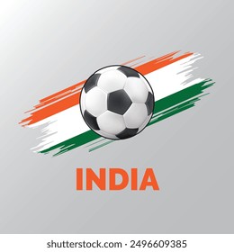 India Football Background with India Flag and World Map behind them. isolated on white background