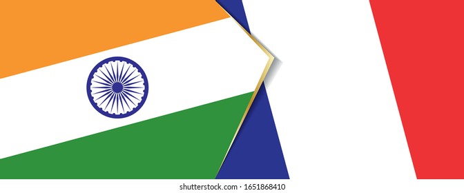India and France flags, two vector flags symbol of relationship or confrontation.