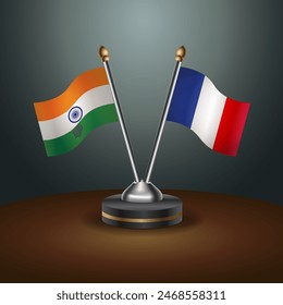 India and France table flags relation with gradient backgrund. Vector Illustration