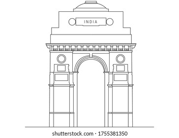 India Gate Black White Vector Illustration Stock Vector (Royalty Free ...