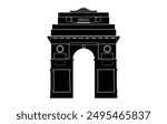 India Gate Detailed Silhouette vector illustration isolated on white background for Independence Day of India 15 August, social media, web, flyers, posters, cover and digital projects