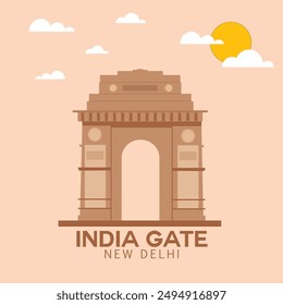 India Gate in flat style. Vector illustration. India Gate icon.