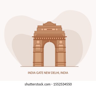 India Gate Flat Vector New Delhi India