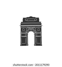 India Gate Icon Silhouette Illustration. Architecture Vector Graphic Pictogram Symbol Clip Art. Doodle Sketch Black Sign.