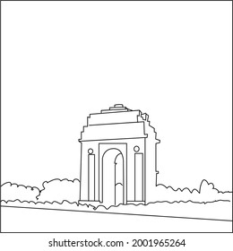 India Gate Line Drawing Clip Art 