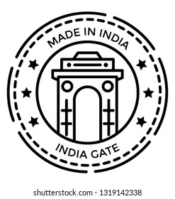 India gate, made in india line vector design 