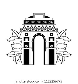 India gate monument in black and white