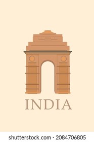 India Gate poster illustration vector art, New Delhi, India 