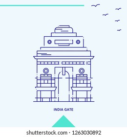 INDIA GATE skyline vector illustration