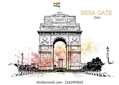 India gate Vector illustration of happy independence day in India celebration on August 15. vector 