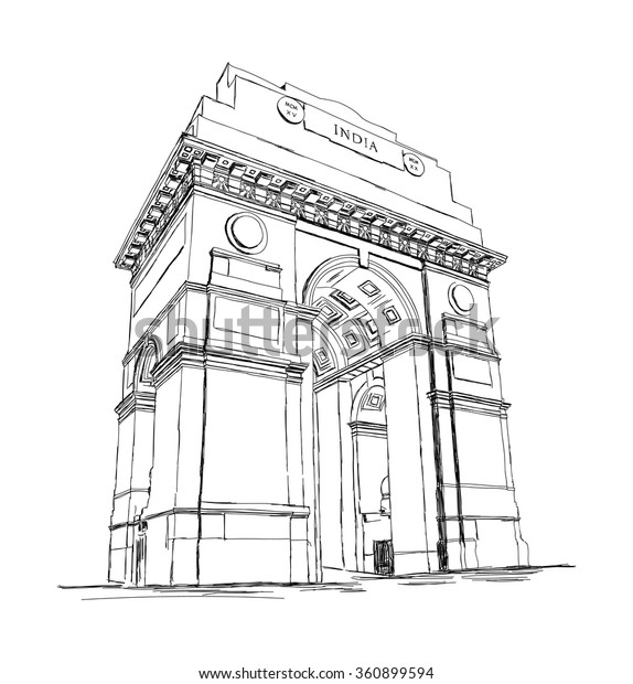 India Gate Vector Sketch Illustration War Stock Vector (Royalty Free ...