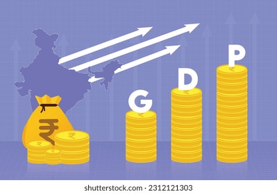 India GDP Growth Vector Illustration