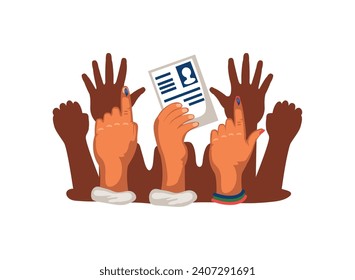 ilustración de mano en las elecciones generales de india