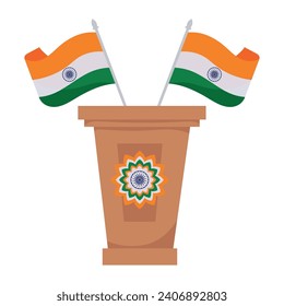 india general election podium and flag illustration