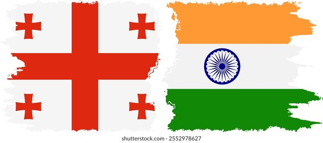 India and Georgia grunge flags connection, vector