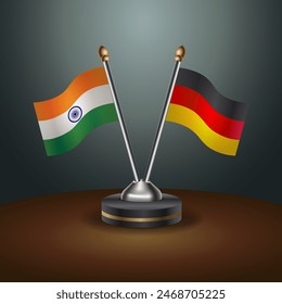 India and Germany table flags relation with gradient backgrund. Vector Illustration