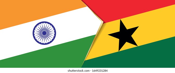 Banderas de India y Ghana, dos banderas vectoriales símbolo de relación o confrontación.