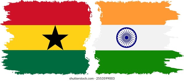 India and Ghana grunge flags connection, vector