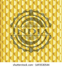 India gold emblem. Scales pattern. Vector Illustration. Detailed.