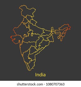 India Gradient Outlinestroke Map Administrative Division Stock Vector ...