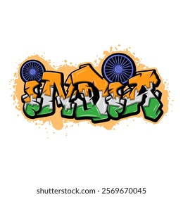 India in graffiti art style