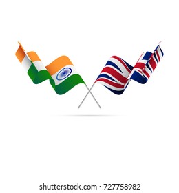 India and Great Britain flags. Vector illustration.
