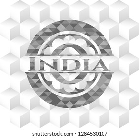 India grey badge with geometric cube white background