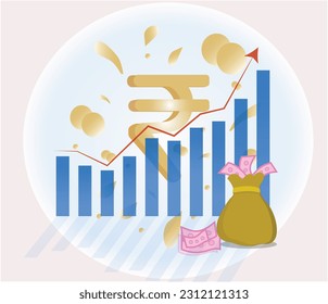 India Gross Domestic Product (GDP) Growth Bar Graph Illustration 