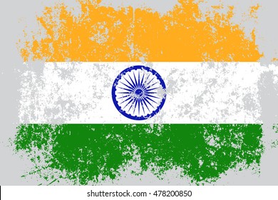 India grunge, old, scratched style flag